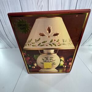 Lenox Holly Berry Holiday Candle Lamp 10 in.  NEW in Box Christmas